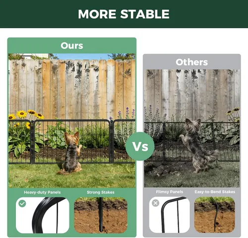 Miniatura 2 de FXW Valla de jardín al aire libre para el patio, 17 pulgadas de alto x 29.3 pies de largo, barrera de metal resistente para animales, para perros