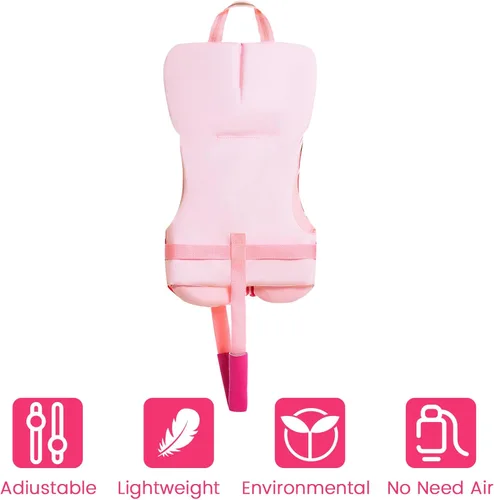 Miniatura 4 de Owntop Chaleco de natación para niños pequeños, chaqueta flotante, ayuda de natación para niños de 20-30-40-50 libras con correas de seguridad Rojo