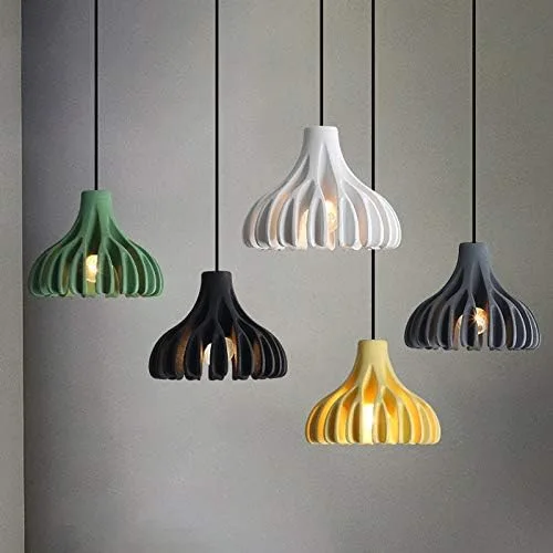 Miniatura 6 de Lámpara colgante Lámpara colgante Moderna en forma de granero Coral Macaron Resina 1 Luz E26 Colgante de techo para café Comedor Sala de estar Negro