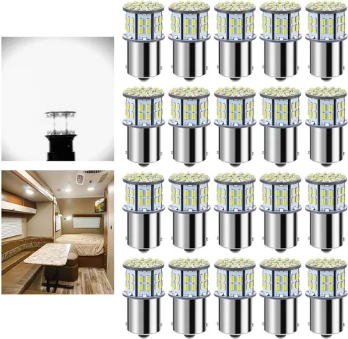 Miniatura 8 de Antline Bombillas LED 1156 1141 1003 7506 BA15S color blanco frío, paquete de 20 unidades, superbrillantes 3014 50-SMD LED de repuesto