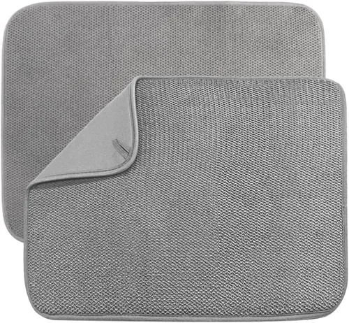 Paquete de 2 alfombrillas de microfibra para secar platos, escurridor de platos absorbente para encimera de cocina, almohadillas de secado de platos