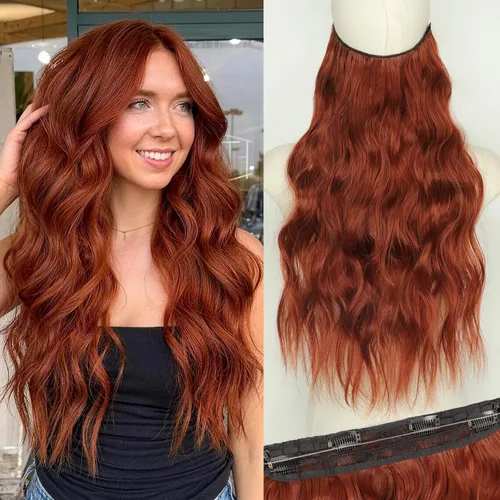 Miniatura 73 de KooKaStyle - Extensiones de cabello con hilo invisible, diadema transparente, ajustables, 4 clips fijadores, cabello largo y ondulado de 12