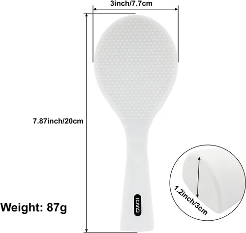 Miniatura 5 de Hitefu Cuchara de arroz de pie de silicona antiadherente, espátula profesional para servidor de papas resistente al calor (1 paquete, blanco)