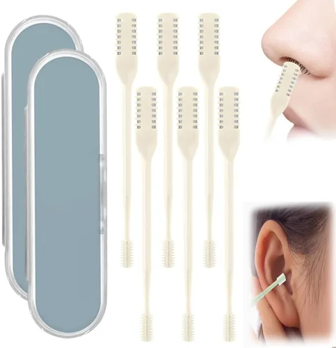 Miniatura 10 de AprYew Cortador de pelo nasal 2 en 1, recortador de vello nasal para hombres y mujeres, herramienta de extracción manual portátil de 360° con Beige