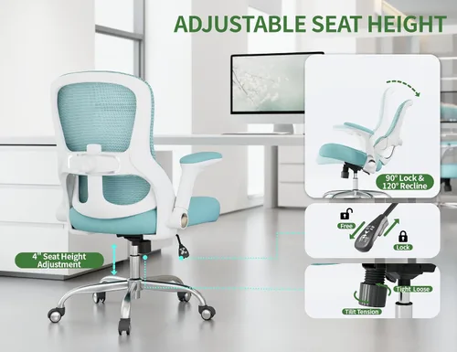 Miniatura 7 de Silla de oficina Veratric - Silla de escritorio ergonómica con soporte lumbar ajustable, silla de computadora de malla, sillas de oficina ejecutivas