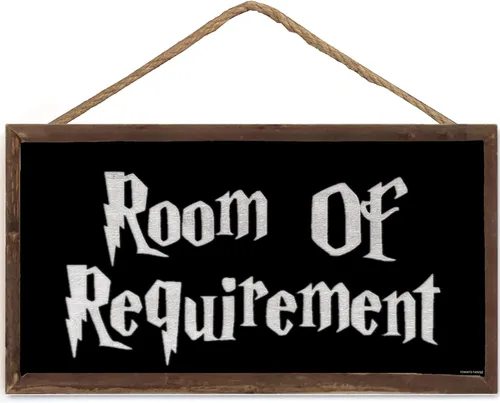 TOMATO FANQIE Señal de madera para colgar con texto en inglés "Room of Requirement", letrero mágico para regalo, para dormitorio o baño (US-G005)