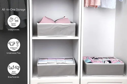 Miniatura 6 de Youngine Organizadores de armario plegables de 24 celdas, divisores de cajones, cajas de almacenamiento plegables para brasieres, ropa