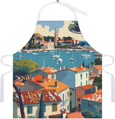 Miniatura 7 de MUSM Apron for Adults - 27.6 X 31.5 Inch, Heavy-Duty Polyester Aprons with Two Large Pockets, Waterproof Sea Scenery Pictures Kitchen Apron for