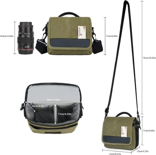 Miniatura 4 de Besnfoto Bolsa de cámara pequeña sin espejo, bolsa de hombro para cámara impermeable, bonita bolsa de mensajero compacta para mujeres y hombres
