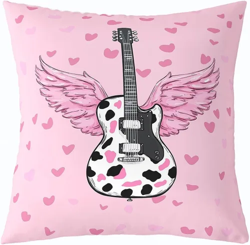 Miniatura 12 de Castle Fairy Cowboy Boots Throw Pillow Cover 16"x16" Bohemia Musical Guitar Pillowcase Western Rustic Cowgirl Reversible Print Cushion Cover Music
