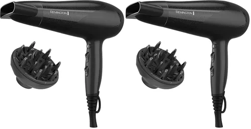 Miniatura 2 de Remington Secador de Pelo con Protección contra Daños con Tecnología de Cerámica Iónica y Turmalina, Gris, Difusor y Concentrador, Set de 3 Piezas