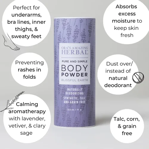 Miniatura 8 de Ora's Amazing Herbal Polvo Corporal Sin Talco para Mujeres, Polvo de Talco Sin Almidón de Maíz, Aroma Relajante de Conexión a Tierra, Aceites