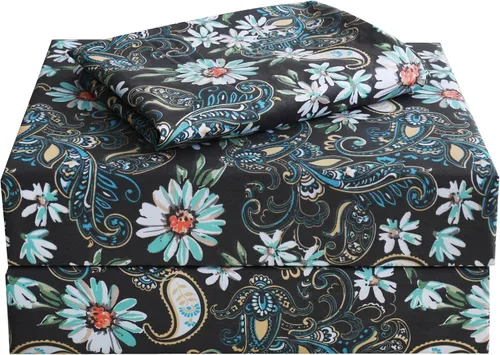Miniatura 62 de JSD Juego de sábanas con estampado floral azul, tamaño Queen, 4 piezas, sábanas de microfibra con patrón suave, bolsillo extra profundo Sakura
