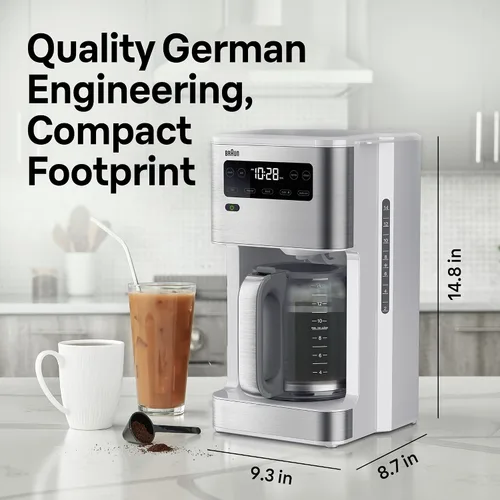 Miniatura 3 de Braun PureFlavor Cafetera programable de 14 tazas – Velocidad de preparación rápida, pantalla táctil, modos Bold y Brew-Over-Ice, jarra FlavorCarafe