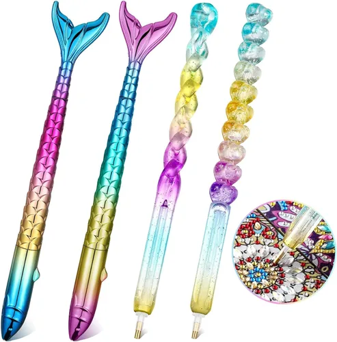 Miniatura 2 de Ovelur 7 piezas de accesorios de pintura de diamantes bolígrafos con 5 piezas de almacenamiento de cera de pintura de diamante, bolígrafos de arte