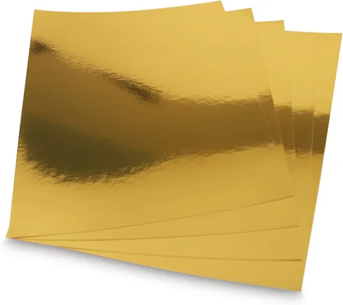 Hojas de papel metálico dorado, paquete de 60 tarjetas de espejo de lámina dorada, papel brillante para invitaciones decorativas, bodas y