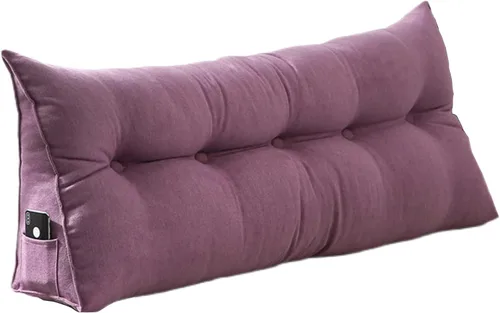 Miniatura 11 de Almohada de lectura extragrande para cabecero, almohada triangular de apoyo para la espalda, almohada extraíble de terciopelo para cabecero