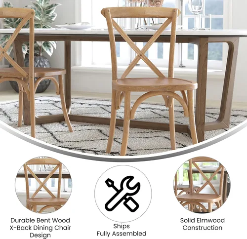 Miniatura 4 de Flash Furniture Advantage Medium con silla X-Back de grano blanco Grano blanco medio