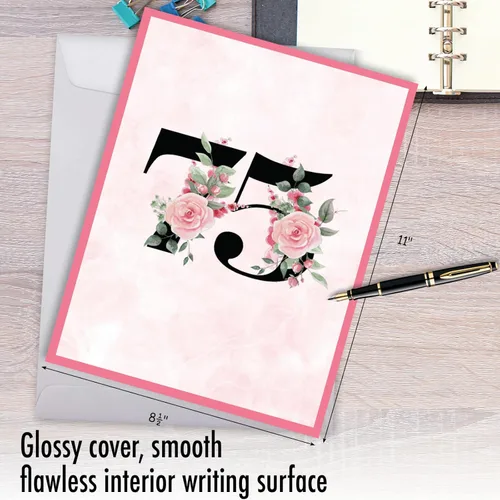 Miniatura 3 de NobleWorks J8261MBG - Tarjeta de felicitación de cumpleaños de 75 x 11 pulgadas con sobre (1 unidad), tamaño grande, tamaño jumbo floral de 75 años