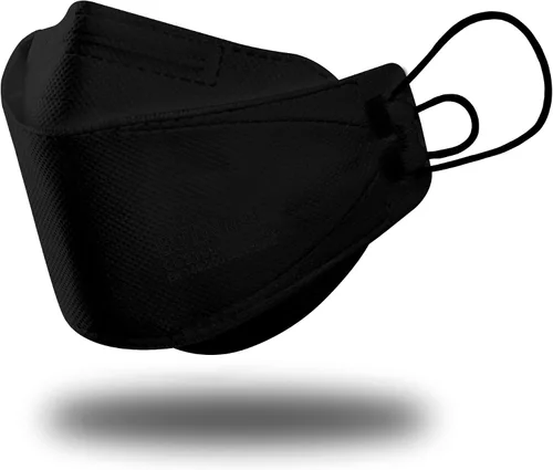 BOTN 10 máscaras faciales grandes negras KF94 protectoras y de seguridad para adultos, filtro de 4 capas y diseño 3D, correa ajustable, calidad