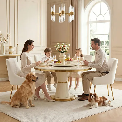 Miniatura 2 de Sillas de comedor modernas, sillas de comedor tapizadas en terciopelo con patas doradas, juego de 2 sillas de acento con capitoné para sala de Beige