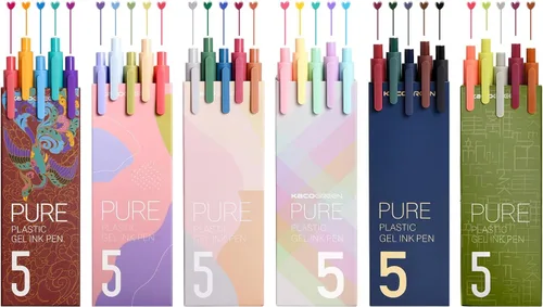 Kaco PURE Bolígrafos de gel de colores, 30 piezas de tinta de colores surtidos de 0.5 mm de punta fina, bolígrafos estéticos para agenda, papelería