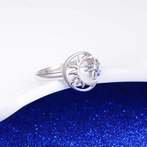 Miniatura 5 de Lindo anillo de plata de ley ajustable para mujer, cumpleaños, Halloween, Navidad, S925, regalo de joyería de plata
