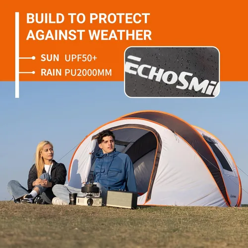 Miniatura 4 de EchoSmile Tienda de campaña desplegable para 2/4/6 personas, fácil instalación, cúpula resistente al agua, portátil con bolsa de transporte Blanco
