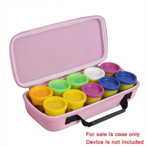 Miniatura 2 de Hermitshell Estuche rígido de viaje para compuesto de modelado Play-Doh, paquete de 10 latas de colores de 2 onzas (solo caja) (rosa)
