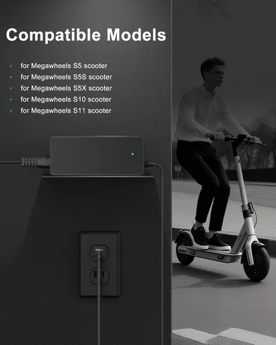 Miniatura 2 de VHBW Cargador eléctrico de scooter de 42 V compatible con Megawheels para S5, S5S, S5X, S10, S11, adaptador de corriente de repuesto de 42 V
