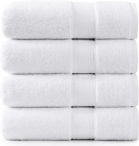 Miniatura 67 de Lane Linen Juego de 4 toallas de baño de 100 % algodón (35 x 66 pulgadas), juego de toallas de baño extragrandes de algodón sin torsión, secado Gris