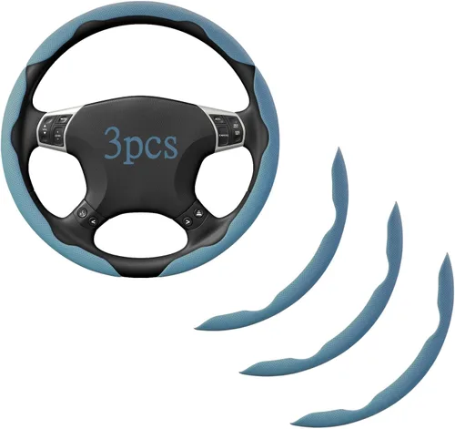 Miniatura 11 de Fundas para volante, 3 piezas de fibra de carbono antideslizante con clip en el volante del automóvil, protector universal para la mayoría de ruedas