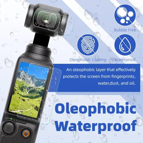 Miniatura 2 de DJI Osmo Pocket 4/Pocket 3 - Protector de pantalla, resistente a los arañazos, película LCD de vidrio templado Ultra-HD y protector de lente