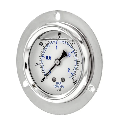 Miniatura 11 de PIC Gauges PRO-204L-254G Medidor de presión industrial relleno de glicerina con brida frontal con carcasa SS, internos de latón, lente de plástico