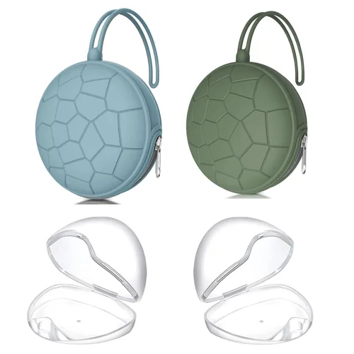 Miniatura 13 de Juego de 4 fundas para chupetes, 2 fundas portátiles de silicona para bolsas de pañales, carrito de bebé con 2 cajas transparentes