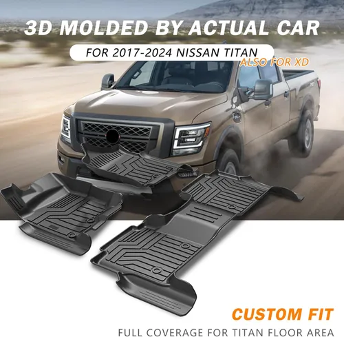 Miniatura 2 de KUST Alfombrillas de suelo personalizadas para Nissan Titan 2017-2024/Nissan Titan XD Crew Cab 2016-2024
