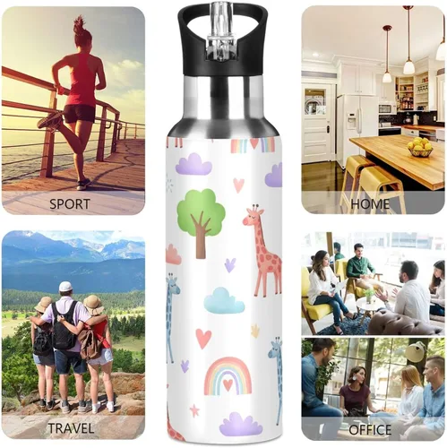Miniatura 5 de BPA-Free Sports Water Bottle 20 Oz, Insulated Water Bottle for Gym Outdoor Travel School, Cute Giraffes