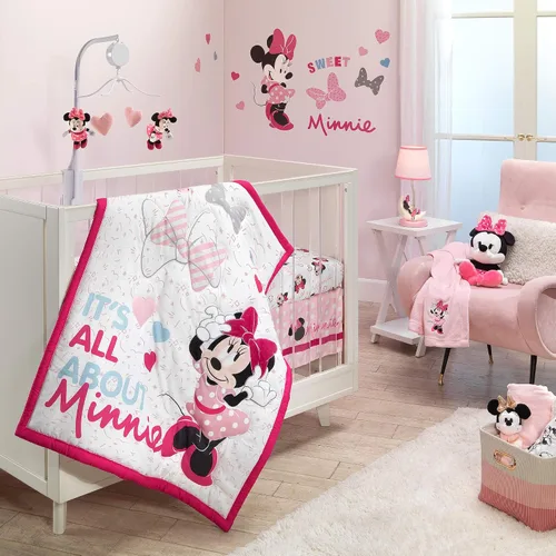 Lambs & Ivy Disney Baby Minnie Mouse Love - Juego de ropa de cama de 3 piezas, color rosa
