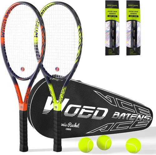 Raqueta de tenis profesional para adultos, 2 jugadores de 27 pulgadas, raqueta de tenis de velocidad aceptable para principiantes y profesionales