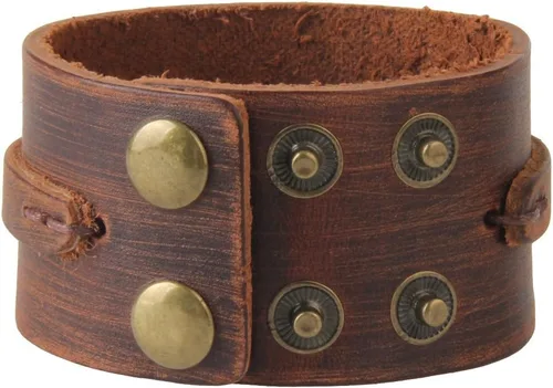 Miniatura 4 de GelConnie - Brazalete de piel, brazaletes trenzados punk, pulseras rock de piel, brazaletes góticos con correa ajustable, para hombre, mujer., LPB005