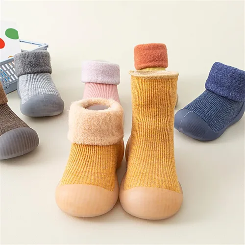 Miniatura 4 de Calcetines para niños pequeños antideslizantes parte inferior suave zapatos para caminar por primera vez suela de goma antideslizante para niñas
