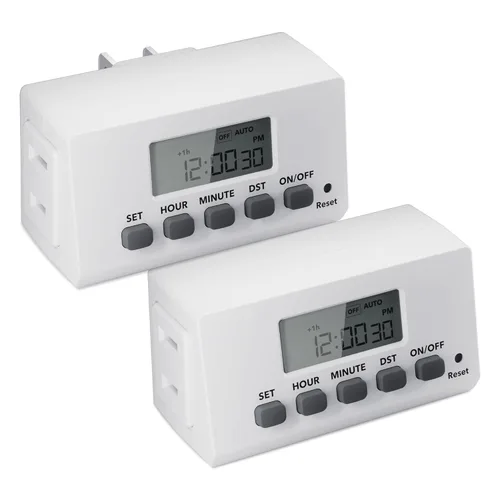 Miniatura 11 de BN-LINK Temporizador de luz digital para interiores, enchufe programable de 7 días con 2 salidas independientes de 3 clavijas, para lámparas