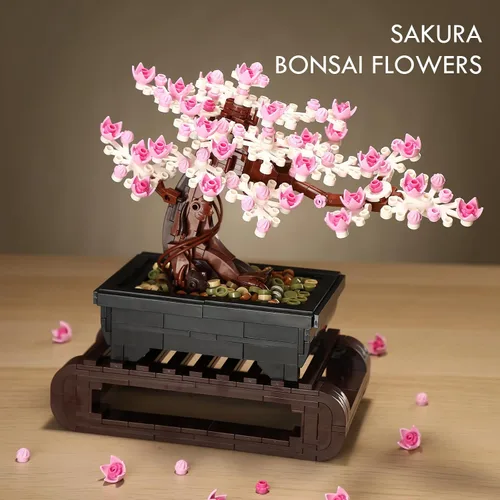 Miniatura 6 de Juegos de construcción de árboles de cerezo, juegos de árboles bonsái Le-go para adultos, colección botánica 3 en 1, planta de bricolaje, regalo