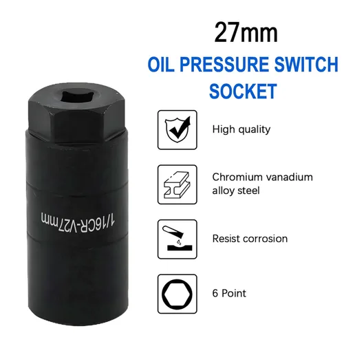 Miniatura 4 de A ABIGAIL Llave para Interruptor de Presión de Aceite, 1 1/16'' x hasta 2-5/8'', se adapta a impulsor de 3/8'' o hexagonal de 1 1/8'', cromo Negro