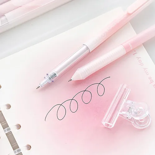 Miniatura 5 de Doraking 5 bolígrafos de gel de tinta negra, 0.38 mm/0.5 mm, punta suave, suministros de oficina para mujeres y hombres, para tomar notas (rosa)