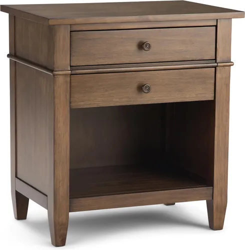 Miniatura 17 de SIMPLIHOME Carlton - Mesita de noche de madera maciza de 24 pulgadas de ancho, color negro, mesa auxiliar o auxiliar contemporánea con 2 cajones
