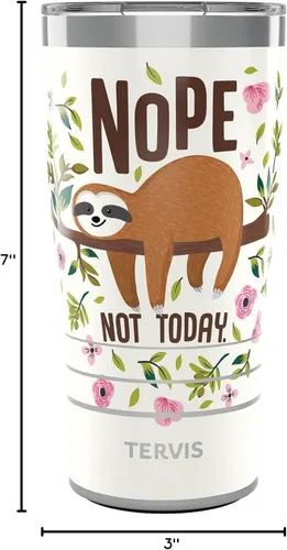 Miniatura 9 de Tervis Traveler Sloth Nope Not Today - Vaso de triple pared aislado para viajes, mantiene las bebidas frías y calientes, 20 onzas, acero inoxidable