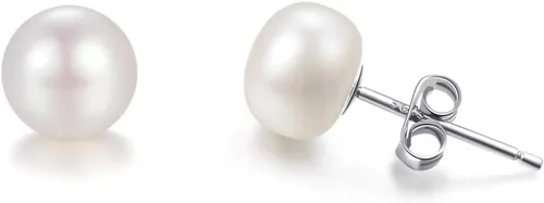Miniatura 5 de Pendientes de perlas de plata de ley 925 con perlas cultivadas en agua dulce para mujer, tamaño a elegir