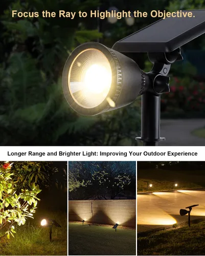Miniatura 5 de Luces de punto alimentadas por energía solar al aire libre impermeables súper brillantes LED para árbol, bandera, césped, escultura, del atardecer