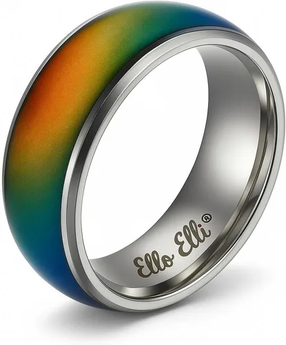 Miniatura 2 de Ello Elli Anillo de acero inoxidable con ajuste cómodo de 0.315 in que cambia de estado de ánimo tono platanegro
